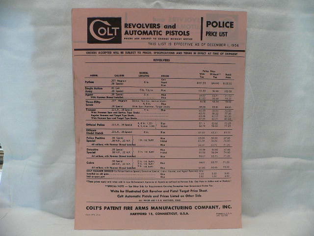 M286 Colt 1956 Flyer Police Price List