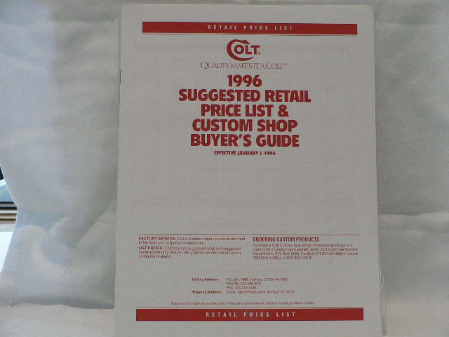 M302 Colt 1996 Flyer Colt Suggested Retail Price List